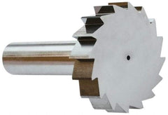 Made in USA - 1-1/2" Diam x 3/8" Face Width, Solid Carbide, 16 Teeth, Shank Connection Woodruff Keyseat Cutter - Uncoated, 2-3/8" OAL x 1/2" Shank, Straight Teeth, ANSI 1212, Old Standard G - Americas Industrial Supply