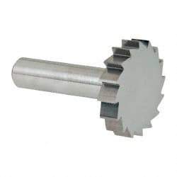 Made in USA - 1-1/2" Diam x 5/16" Face Width, Solid Carbide, 16 Teeth, Shank Connection Woodruff Keyseat Cutter - Uncoated, 2-5/16" OAL x 1/2" Shank, Straight Teeth, ANSI 1012, Old Standard 25 - Americas Industrial Supply