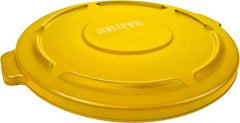 Rubbermaid - Round Lid for Use with 55 Gal Round Trash Cans - Yellow, Polyethylene, For Brute Trash Cans - Americas Industrial Supply