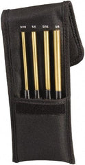 Starrett - 4 Piece, 3/16 to 3/8", Pin Punch Set - Round Shank, Brass, Comes in Pouch - Americas Industrial Supply