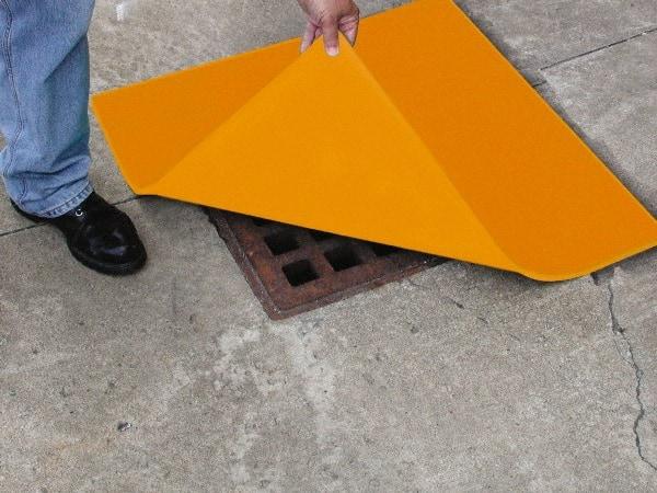 Eagle - 36" Long x 36" Wide, Polyurethane Barrier - 34" Drain, Orange, Use for Cover, Seals off Drain - Americas Industrial Supply