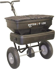 Meyer Products - 120 Lb Black Powder-Painted Steel & Polypropylene Walk Behind Broadcast Landscape Spreader - 13" Pneumatic Wheels - Americas Industrial Supply