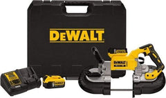 DeWALT - 20 Volt, 44-7/8" Blade, 490 SFPM Cordless Portable Bandsaw - 4-3/4" (Round) & 5" x 4-3/4" (Rectangle) Cutting Capacity, Lithium-Ion Battery Included - Americas Industrial Supply