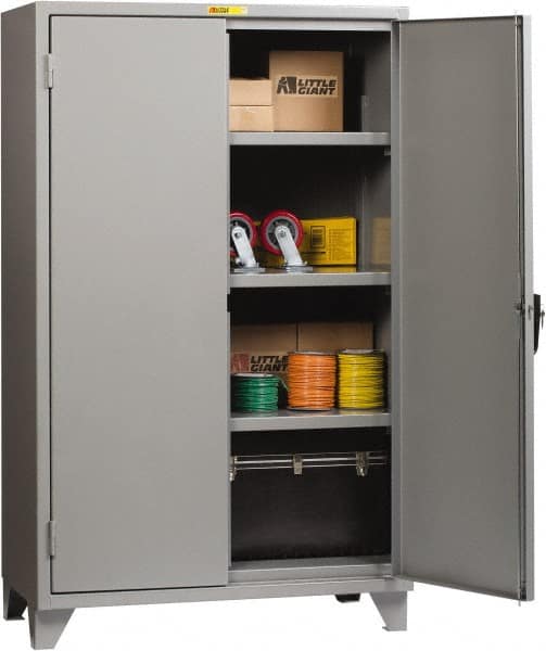 Little Giant - 3 Shelf Locking Storage Cabinet - Steel, 60" Wide x 24" Deep x 78" High, Gray - Americas Industrial Supply