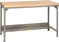 Little Giant - 72 Wide x 30" Deep x 37-3/4" High, Butcher Block Workbench - Straight Edge, Fixed Legs, Gray - Americas Industrial Supply