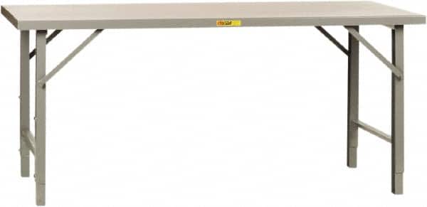 Little Giant - 72 Wide x 36" Deep x 42" High, Steel Heavy-Duty Folding Leg Table - Straight Edge, Adjustable Height Folding Legs, Gray - Americas Industrial Supply