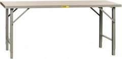 Little Giant - 72 Wide x 30" Deep x 42" High, Steel Heavy-Duty Folding Leg Table - Straight Edge, Adjustable Height Folding Legs, Gray - Americas Industrial Supply