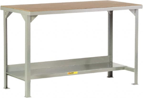 Little Giant - 48 Wide x 24" Deep x 36" High, Hardboard on Steel Workbench - Straight Edge, Fixed Legs, Gray - Americas Industrial Supply