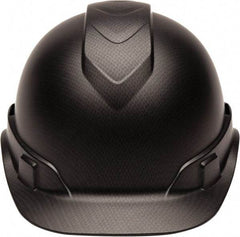 PYRAMEX - ANSI Type I, Class E Rated, 4-Point, Ratchet Adjustment Hard Hat - One Size Fits Most, Graphite, Standard Brim - Americas Industrial Supply