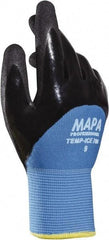 MAPA Professional - Size 7 Nitrile Coated Nitrile Work Gloves - Palm & Fingers Coated, Knit Wrist Cuff, Blue, Paired - Americas Industrial Supply
