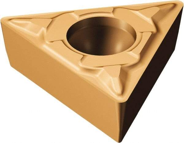 Sandvik Coromant - TCMT220 MF Grade 1125 Carbide Turning Insert - TiAlN/AlCr2O3 Finish, 60° Triangle, 1/4" Inscr Circle, 1/8" Thick, 0.2mm Corner Radius - Americas Industrial Supply