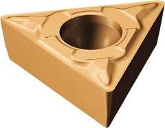 Sandvik Coromant - TCMT220 MF Grade 1125 Carbide Turning Insert - TiAlN/AlCr2O3 Finish, 60° Triangle, 1/4" Inscr Circle, 1/8" Thick, 0.2mm Corner Radius - Americas Industrial Supply
