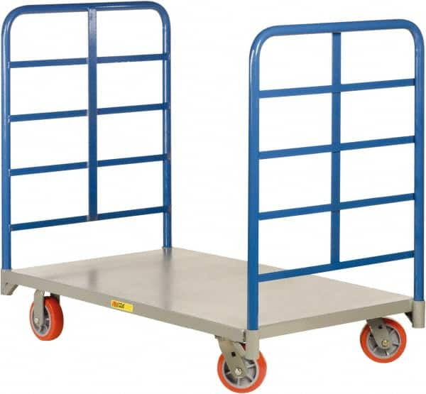 Little Giant - 3,600 Lb Capacity Steel Double End Rack Platform Truck - Steel Deck, 30" OAW, Polyurethane Casters - Americas Industrial Supply