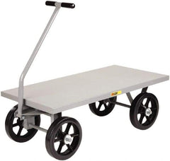 Little Giant - 3,500 Lb Capacity Steel Wagon Truck - Steel Deck, 36" OAW, 72" Platform Length x 16-1/2" Platform Height, Mold On Rubber Casters - Americas Industrial Supply
