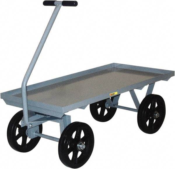 Little Giant - 3,500 Lb Capacity Steel Wagon Truck - Steel Deck, 36" OAW, 72" Platform Length x 16-1/2" Platform Height, Mold On Rubber Casters - Americas Industrial Supply