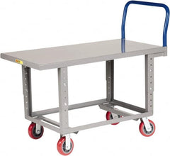 Little Giant - 2,000 Lb Capacity Steel Work Height Platform Truck - Steel Deck, 30" OAW, Polyurethane Casters - Americas Industrial Supply