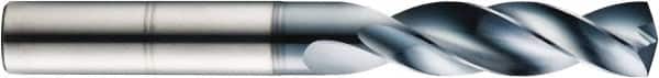 SGS - 6.3mm 145° Solid Carbide Jobber Drill - AlTiN Finish, Right Hand Cut, Spiral Flute, Straight Shank, 91mm OAL - Americas Industrial Supply