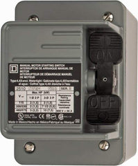 Square D - 3 Poles, 30 Amp, NEMA, Enclosed Toggle Manual Motor Starter - 1 hp at 90 VDC, 10 hp at 460 VAC, 10 hp at 575 VAC, 1-1/2 hp at 230 VDC, 2 hp at 115 VAC, 2 hp at 115 VDC & 7-1/2 hp at 230 VAC, CE, CSA, NEMA 4 & UL Listed - Americas Industrial Supply