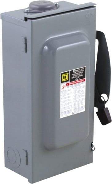 Square D - 100 Amp, 240 V, 3 Pole Nonfused Safety Switch - NEMA 3R, 15 hp at 240 VAC (Single Phase), 30 hp at 240 VAC (Triple Phase), 3PST Contact Form - Americas Industrial Supply