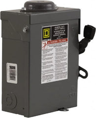 Square D - 60 Amp, 240 V, 2 Pole Nonfused Safety Switch - NEMA 3R, 10 hp at 240 VAC (Single Phase), DPST Contact Form - Americas Industrial Supply