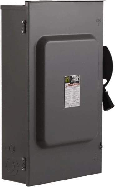 Square D - 200 Amp, 240 V, 3 Pole Fused Safety Switch - NEMA 3R, 15 hp at 240 VAC (Single Phase), 60 hp at 240 VAC (Triple Phase), 3PST Contact Form - Americas Industrial Supply