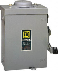 Square D - 30 Amp, 240 V, 2 Pole Fused Safety Switch - NEMA 3R, 3 hp at 240 VAC (Single Phase), 7.5 hp at 240 VAC (Triple Phase), DPST Contact Form - Americas Industrial Supply