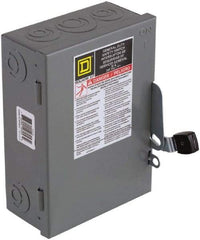 Square D - 30 Amp, 240 V, 3 Pole Nonfused Safety Switch - NEMA 1, 3 hp at 240 VAC (Single Phase), 7.5 hp at 240 VAC (Triple Phase), 3PST Contact Form - Americas Industrial Supply
