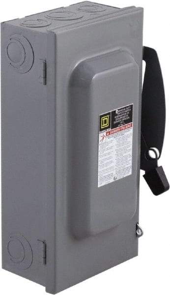 Square D - 100 Amp, 240 V, 3 Pole Fused Safety Switch - NEMA 1, 15 hp at 240 VAC (Single Phase), 30 hp at 240 VAC (Triple Phase), 3PST Contact Form - Americas Industrial Supply