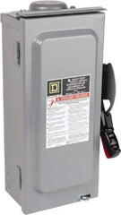 Square D - 30 Amp, 240 VAC, 250 VDC, 3 Pole Fused Safety Switch - NEMA 3R, 3 hp at 240 VAC (Single Phase), 7.5 hp at 240 VAC, 5 hp at 250 VDC (Triple Phase), 3PST Contact Form - Americas Industrial Supply