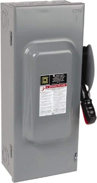 Square D - 100 Amp, 600 VAC/VDC, 3 Pole Nonfused Safety Switch - NEMA 1, 40 hp at 600 VAC, 50 hp at 600 VDC (Single Phase), 100 hp at 600 VAC, 50 hp at 600 VDC (Triple Phase), 3PST Contact Form - Americas Industrial Supply