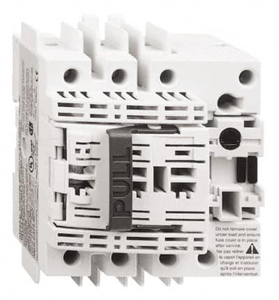 Schneider Electric - 3 Pole, 600 VAC, 30 Amp, Pressure Plate and DIN Rail Mount Fuse Holder - Compatible with J Class, 105mm Wide Fuse - Americas Industrial Supply