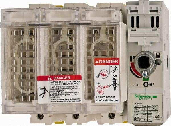 Schneider Electric - 3 Pole, 600 Volt, 30 Amp, Pressure Plate and DIN Rail Mount Fuse Holder - Compatible with J Class, 149mm Wide Fuse - Americas Industrial Supply