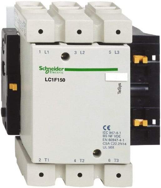 Schneider Electric - 3 Pole, 24 Coil VDC, 250 Amp at 440 VAC, Nonreversible IEC Contactor - Bureau Veritas, CCC, CSA, DNV, EN/IEC 60947-1, EN/IEC 60947-4-1, GL, JEM 1038, LROS, RINA, RMRoS, RoHS Compliant, UL Listed - Americas Industrial Supply
