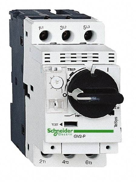 Schneider Electric - 32 Amp, 690 VAC at 50/60 Hz, 3 Pole, Bolt On, Clip Motor Circuit Breaker - Thermal Magnetic Trip, Multiple Breaking Capacity Ratings, 97mm Deep x 89mm High x 45mm Wide - Americas Industrial Supply