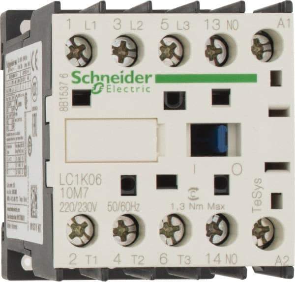 Schneider Electric - 3 Pole, 220 to 230 Coil VAC at 50/60 Hz, 6 Amp at 440 VAC, Nonreversible IEC Contactor - BS 5424, CSA, IEC 60947, NF C 63-110, RoHS Compliant, UL Listed, VDE 0660 - Americas Industrial Supply