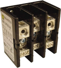 Square D - 3 Poles, 135 (Aluminium), 175 (Copper) Amp, Phenolic Power Distribution Block - 600 VAC, 1 Primary Connection - Americas Industrial Supply