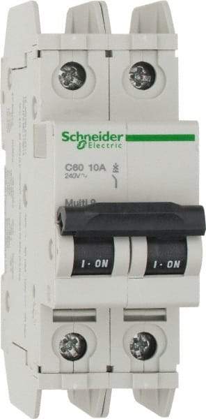 Schneider Electric - 10 Amp, 125 VDC, 240 VAC, 60 VDC, 1 Pole, DIN Rail Mount, Fixed Mount Miniature Circuit Breaker - Thermal Magnetic Trip, Multiple Breaking Capacity Ratings, 73mm Deep x 107mm High x 36mm Wide - Americas Industrial Supply