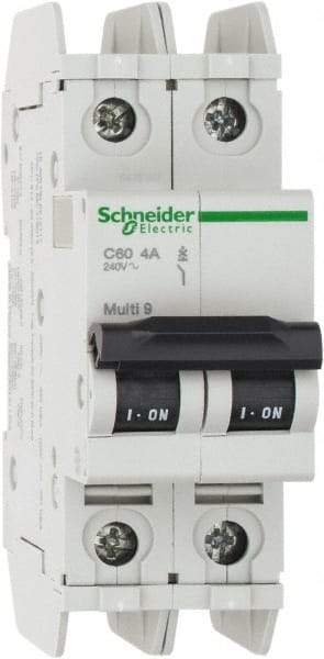 Schneider Electric - 4 Amp, 125 VDC, 240 VAC, 60 VDC, 1 Pole, DIN Rail Mount, Fixed Mount Miniature Circuit Breaker - Thermal Magnetic Trip, Multiple Breaking Capacity Ratings, 73mm Deep x 107mm High x 36mm Wide - Americas Industrial Supply