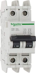 Schneider Electric - 15 Amp, 125 VDC, 240 VAC, 60 VDC, 1 Pole, DIN Rail Mount, Fixed Mount Miniature Circuit Breaker - Thermal Magnetic Trip, Multiple Breaking Capacity Ratings, 73mm Deep x 107mm High x 36mm Wide - Americas Industrial Supply