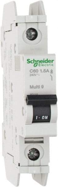 Schneider Electric - 1 Amp, 125 VDC, 240 VAC, 60 VDC, 1 Pole, DIN Rail Mount, Fixed Mount Miniature Circuit Breaker - Thermal Magnetic Trip, Multiple Breaking Capacity Ratings, 73mm Deep x 107mm High x 18mm Wide - Americas Industrial Supply