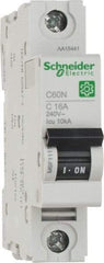Schneider Electric - 16 Amp, 440 VAC, 1 Pole, DIN Rail Mounted Miniature Circuit Breaker - Magnetic Trip, Multiple Breaking Capacity Ratings, 18-4 AWG, 76mm Deep x 81mm High x 18mm Wide - Americas Industrial Supply