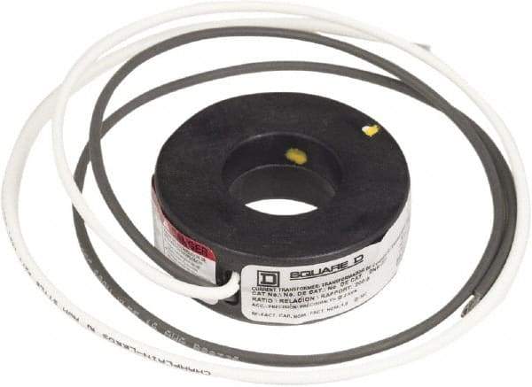 Square D - 200 Amp AC Input, 5 Amp AC Output, Panel Meter Current Transformer - Flying Lead Terminal, For Use with AC Ammeter - Americas Industrial Supply