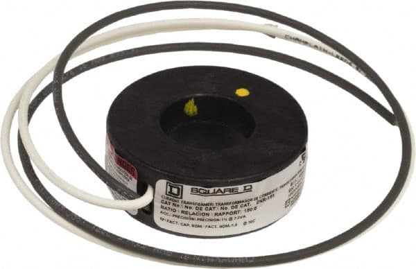 Square D - 150 Amp AC Input, 5 Amp AC Output, Panel Meter Current Transformer - Flying Lead Terminal, For Use with AC Ammeter - Americas Industrial Supply