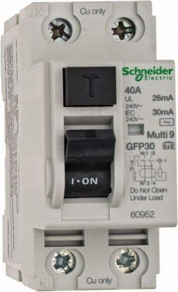 Schneider Electric - 40 Amp, 240 VAC, 2 Pole, Residual Current Device - Americas Industrial Supply