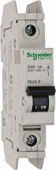 Schneider Electric - 1 Amp, 125 VDC, 240 VAC, 60 VDC, 1 Pole, DIN Rail Mount, Fixed Mount Miniature Circuit Breaker - Thermal Magnetic Trip, 10 kA at 277 VAC Breaking Capacity, 73mm Deep x 107mm High x 18mm Wide - Americas Industrial Supply