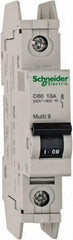 Schneider Electric - 13 Amp, 125 VDC, 240 VAC, 60 VDC, 1 Pole, DIN Rail Mount, Fixed Mount Miniature Circuit Breaker - Thermal Magnetic Trip, Multiple Breaking Capacity Ratings, 73mm Deep x 107mm High x 18mm Wide - Americas Industrial Supply