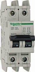 Schneider Electric - 10 Amp, 125 VDC, 240 VAC, 60 VDC, 1 Pole, DIN Rail Mount, Fixed Mount Miniature Circuit Breaker - Thermal Magnetic Trip, Multiple Breaking Capacity Ratings, 73mm Deep x 107mm High x 36mm Wide - Americas Industrial Supply