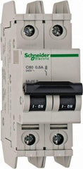 Schneider Electric - 0.50 Amp, 125 VDC, 240 VAC, 60 VDC, 1 Pole, DIN Rail Mount, Fixed Mount Miniature Circuit Breaker - Thermal Magnetic Trip, Multiple Breaking Capacity Ratings, 73mm Deep x 107mm High x 36mm Wide - Americas Industrial Supply