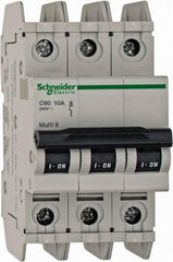 Schneider Electric - 10 Amp, 125 VDC, 240 VAC, 60 VDC, 3 Pole, DIN Rail Mount, Fixed Mount Miniature Circuit Breaker - Thermal Magnetic Trip, Multiple Breaking Capacity Ratings, 73mm Deep x 107mm High x 54mm Wide - Americas Industrial Supply