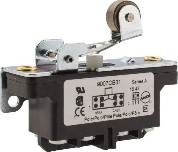 Square D - DPDT, 2NC/2NO, 600 Volt Screw Terminal, Roller Plunger Actuator, General Purpose Limit Switch - 1 NEMA Rating, IP20 IPR Rating, Bracket Mount, 1/2 Lb. Operating Force - Americas Industrial Supply